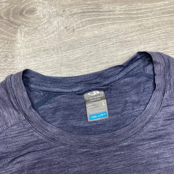 Icebreaker Shirt Cool-Lite Mens Large Purple Merino Wool Blend Short Sleeve Tee - Picture 3 of 10